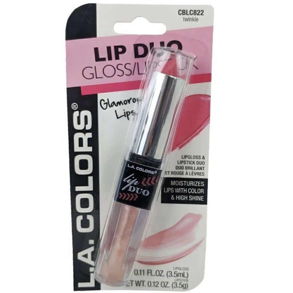 NWT  L.A. Colors Lip Duo Lip Gloss/Lipstick CBLG822 Twinkle High Shine Pink